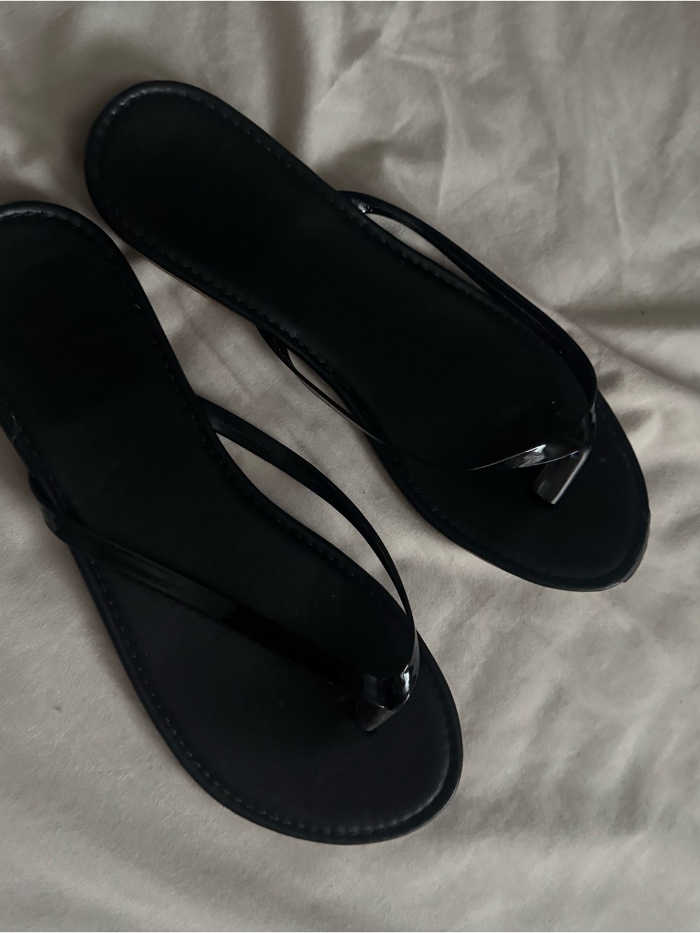 Black Women's Black Thong Sandals